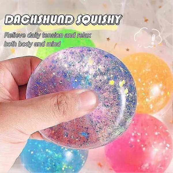 Glitter Maltos Squishy Leksak 6Cm Tpr För Stresslindring Sensorisk Lek Blue ball