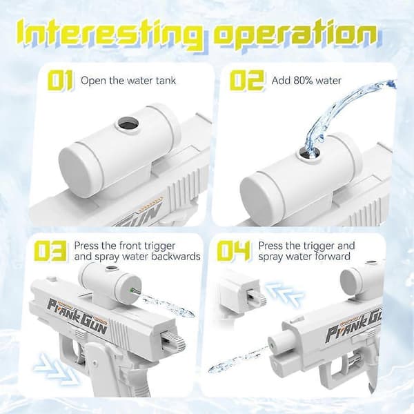 Prank Two-Way Water Gun, Prank Water Sprayer Gag Gift, Mini Prank Gun That Can Spray From Front & Back White