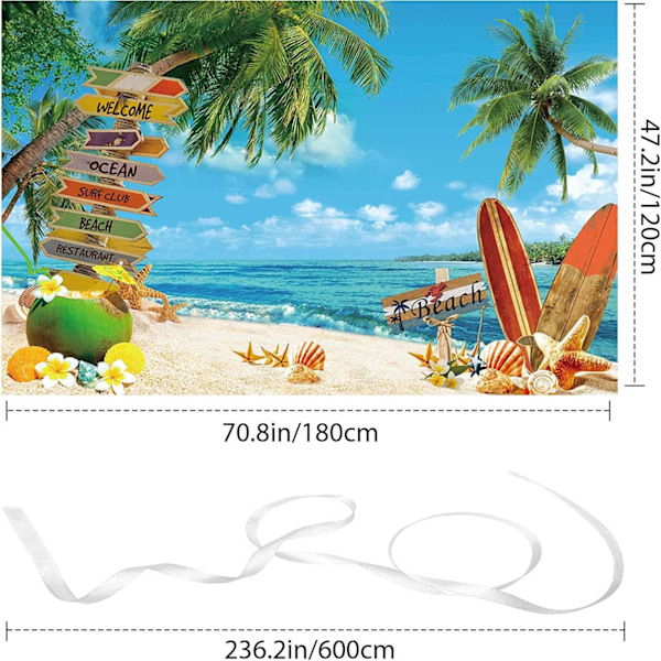 Sommarstrand Bakgrund Sommar Hawaiiansk Strand Bakgrund Havsstrand Surfbräda Porträtt Fotografering Bakgrund Aloha Luau Födelsedagsfest Dekorationer Tillbehör