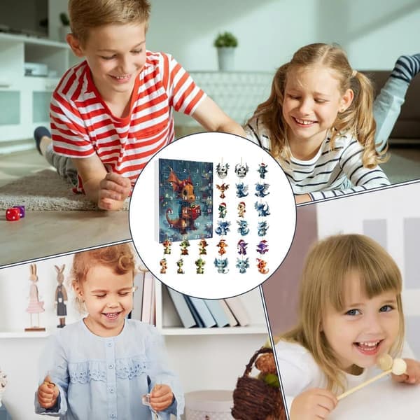 2025 Drage-tema Julekalender for Barn - 2D Akryl Dyreformede Dekorasjoner