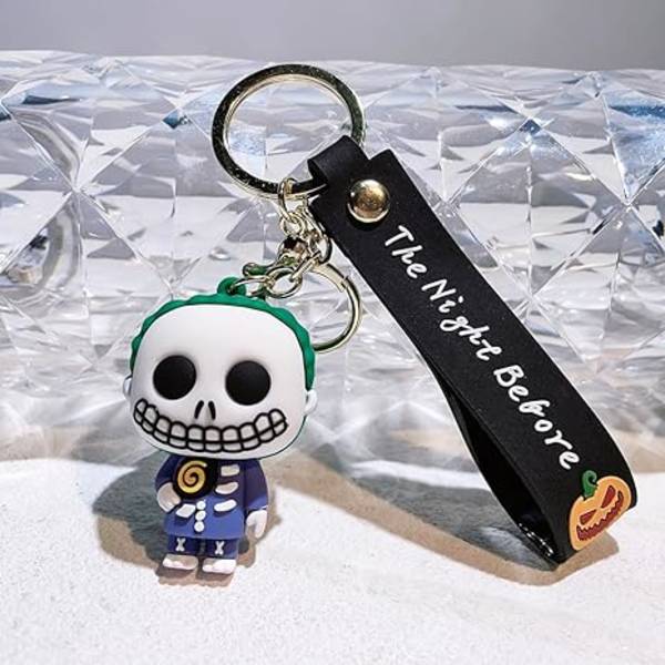 Jack ja Sally avaimenperä, sarjakuvahahmo rannekoru avaimenperä avainrengas avainten pidike pelottava joululahja faneille-zombie