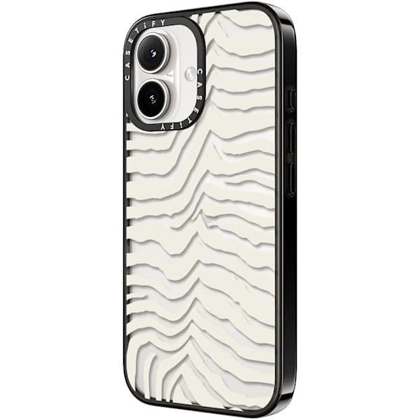 Kompakt iPhone 16 Pro Max Deksel [Lettvekt / 1,2 m 2X Militær Grad Fallbeskyttelse/Slank] - Kirsebær - Klar Svart Zebra Stripe iPhone 16