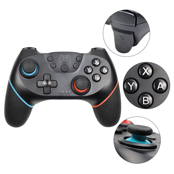 Fjernbetjening Gamepad Joystick, Trådløs Switch Controller kompatibel med Switch-blå rød