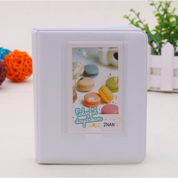 64 pocket mini photo album, suitable for Fuji Instax Mini 7s 8 8+ 9 25 26 50s 70 90 instant camera and business card (16 pages)-white.