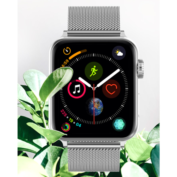 Kompatibel Apple Watch-rem 38-40mm/42-44mm, rustfritt stål ringspenne metallrem erstatning-42/44mm sølv