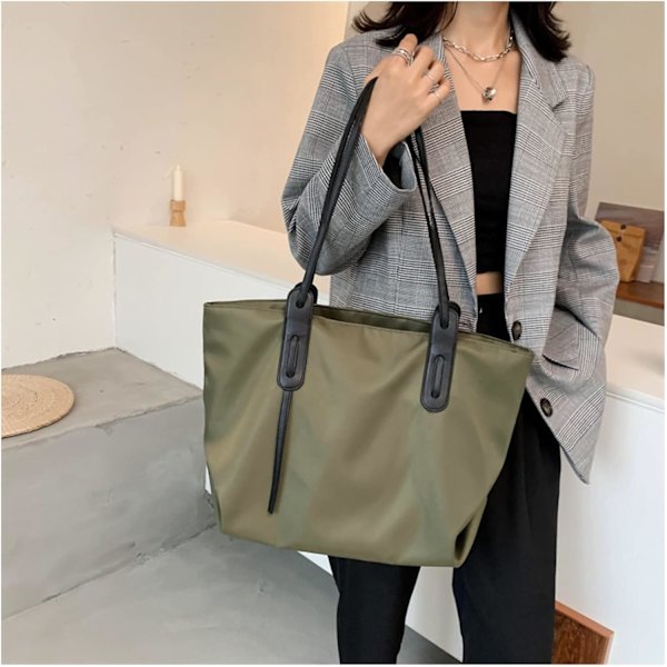 Kvinnors rymliga handväska Tote Canvas väska Casual Crossbody väska Vattentät axelväska Resväska (grön)