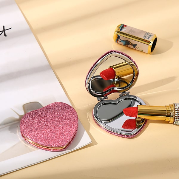 Kærlighedsspejl Pige Makeup Spejl Online Berømthed Piger Lille Spejl Bærbar Studerende Foldbar Rundt Spejl