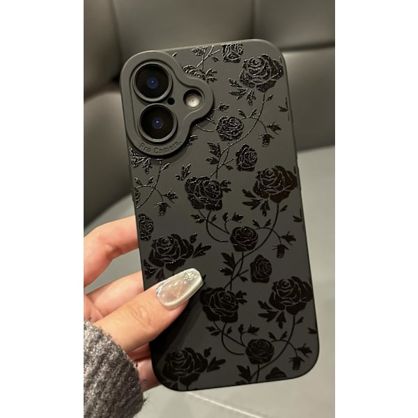 for iPhone 16 Pro Max Deksel 6.9 Tommer 2024, Estetisk Hjerteprint iPhone 16 Pro Max Deksel for Kvinner Jenter Menn, Silikon Beskyttende Telefondeksel for iPhon Flower iPhone 16 Plus
