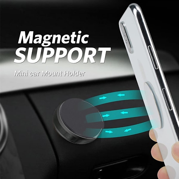 2 kpl Auton työpöydän magneettipuhelinteline - Pyöreä musta