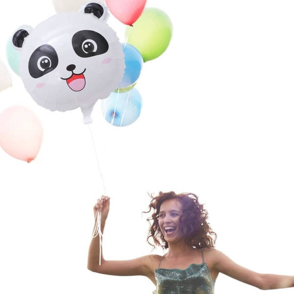 10 stk. søde panda-balloner i aluminiumfolie - pandahoved-ballonbuket til babyshower, panda-fødselsdagsfestartikler