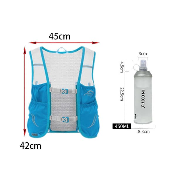 Hydration Rygsæk Løbevest til Kvinder og Mænd til Løb, Jogging, Cykling Blue L