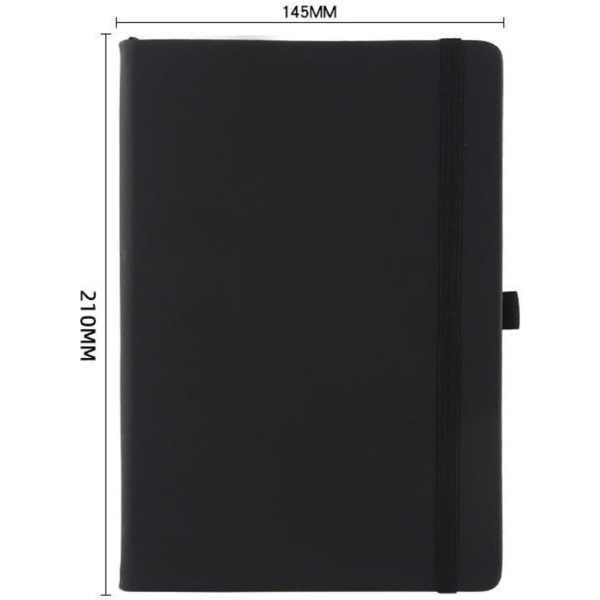 A5 notesbog med linjerede sider, elastikbånd, PU-læder klassisk skrive notesbog medium premium linjeret papir notesbog 160 sider (sort)
