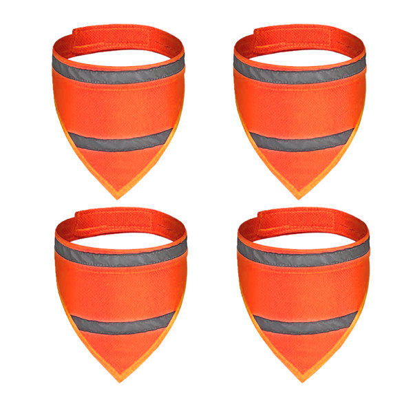 4 st reflekterande hundbandana hund reflekterande halsduk hund säkerhetsväst husdjursslabb jakthalsduk kardborreband säkerhetshalsduk-orange
