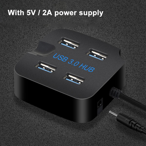 USB3.0 4-port HUB 4-port Hub USB-splitter Telefonholder 3.0hub Super Speed Splitter 5Gbs-Sort 3.0