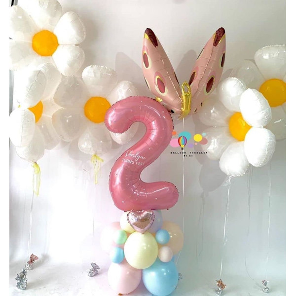 Daisy Ballonger 5stk 30 tommer Hvit Gul Daisy Store Blomsterballonger for Daisy Tema Jenter Bursdag Groovy Fest Bryllup Dekorasjon