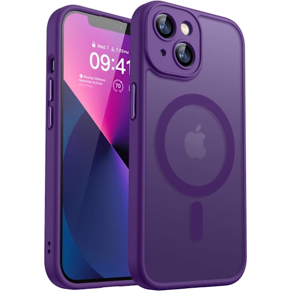 Magnetiskt skal för iPhone 16 Pro Max med fullständigt kameraskydd [Kompatibel med MagSafe] [Genomskinlig matt] Skyddande telefonfodral, Lila Deep Purple iPhone 13