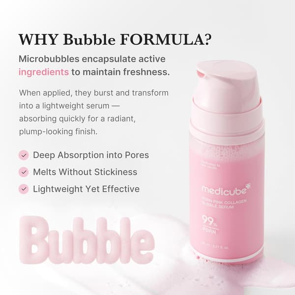 Medicube PDRN Pink Collagen Bubble Serum - Absorberes Lett