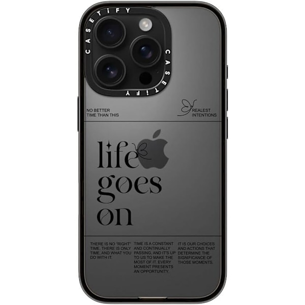 Kompakt iPhone 16 Pro Max Deksel [Lettvekt / 1,2 m 2X Militær Grad Fallbeskyttelse/Slank] - Kirsebær - Klar Svart Life Goes on iPhone 16 Pro