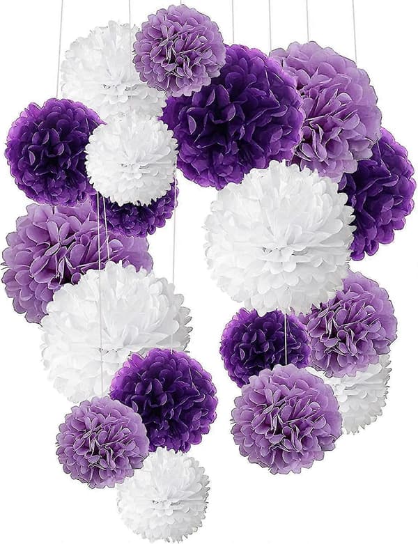 Pompom-koristeet, silkkipaperipompomit, paperikukkapallo