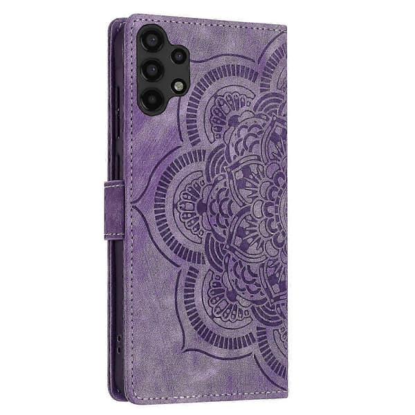 Mandala Embossed Retro Frosted Leather Phone Case Purple