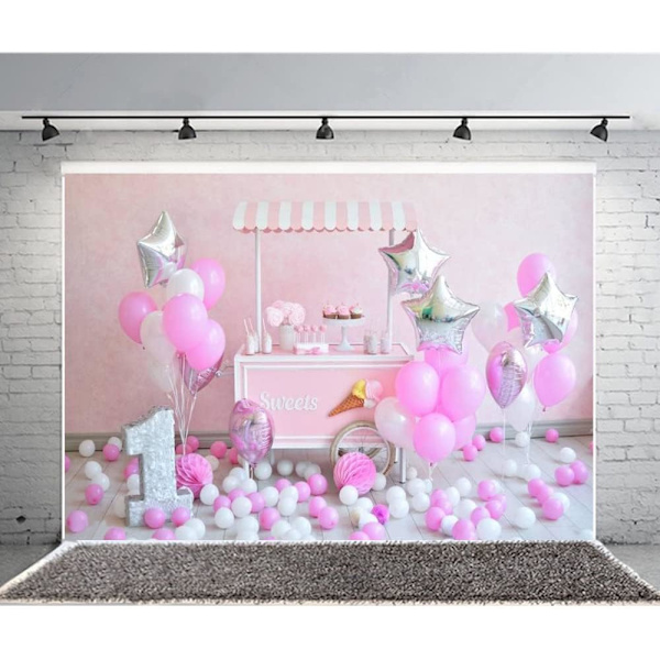 Vauvan syntymäpäiväjuhlateeman valokuvaustausta Studiovalokuvaustarvikkeet (7x5FT/2.1x1.5m)