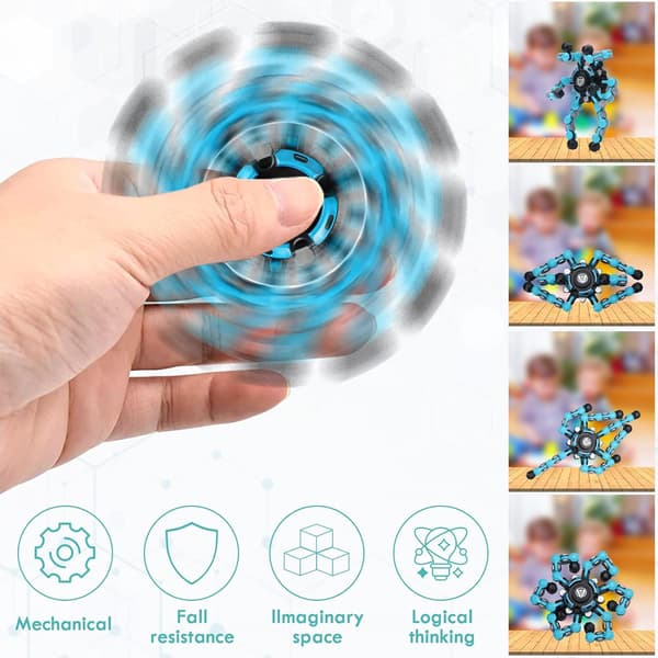 Transformable Sensory Fidget Spinner Toy, Fun DIY Spinning Top Hand Finger Spinner Creative blue