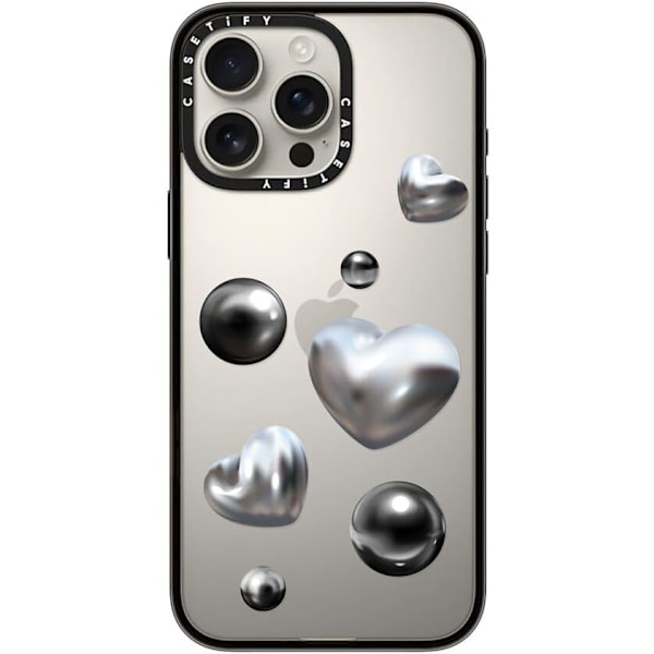 Kompakt iPhone 16 Pro Max Deksel [Lettvekt / 1,2 m 2X Militær Grad Fallbeskyttelse/Slank] - Kirsebær - Klar Svart Chrome Love iPhone 16 Pro Max