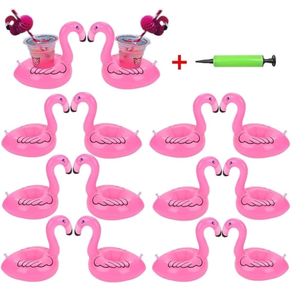 14-pack Flamingo uppblåsbar dryckeshållare Drink Pool Floats Mugghållare Floats Uppblåsbara Flytande Glasunderlägg Float Coaster för Pool Party Water Fun