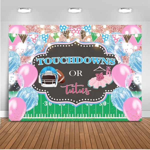 Touchdowns or Tutus Gender Reveal Backdrop American Football Theme Gender Neutral Party Background Baby Shower Banner Decoration Backdrop 7x5ft