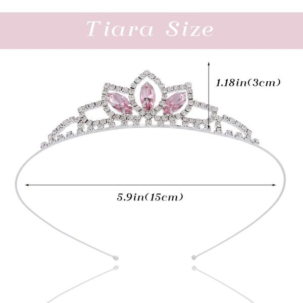 Princess Silver Tiara and Crown Rosa Crystal Tiaras Girls Pageant Crowns Rhinestone Birthday Headdress for Kids (Rosa)