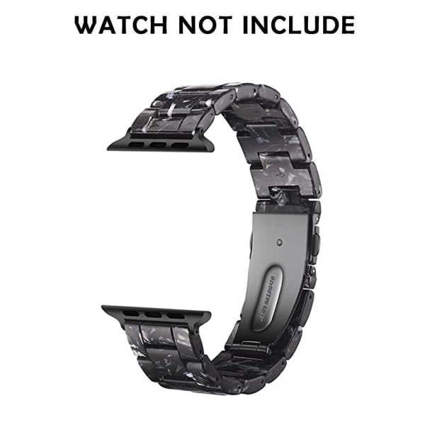 Kompatibel med Apple Watch-armband 38-40mm/42-44mm Serie 5/4/3/2/1, Smalt hartsarmband-38-40mm-svart blomma