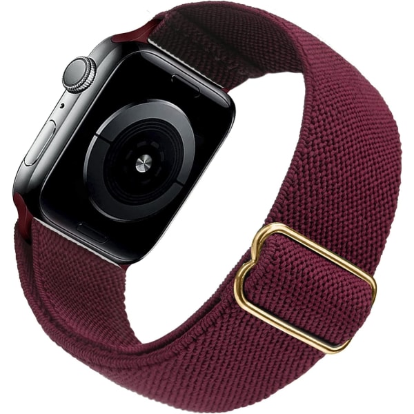 Stretchy Watch Band Compatible for Apple Watch Band 45mm 44mm 42mm Comfortable Adjustable Sport Band for Women Men -Wine Red