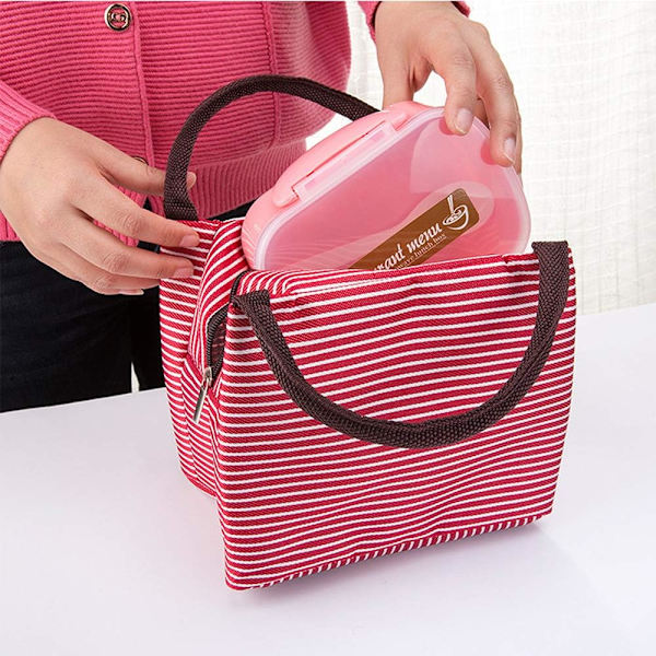 Lunchväska för kontor Lunch Cooler med dragkedja Fällbar Lunch Tote Bag, Återanvändbar Lunchhållare Isolerad Lunchbehållare Picknickväska-Röd 1PCS