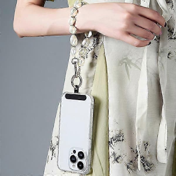 JiaWei LEEU DESIGN Perleperle Telefon Snor 30cm Akryl Håndledsrem Telefon Charm Rem med Tether Tab zbH Multicolor Style B