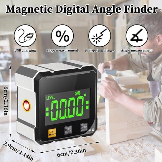 Laser Level-Digital Angle Gauge Digital Angle Gauge with Laser-Four-sided, Strong Magnetic Angle Measuring Laser with Dual Laser- Digital Spirit Level