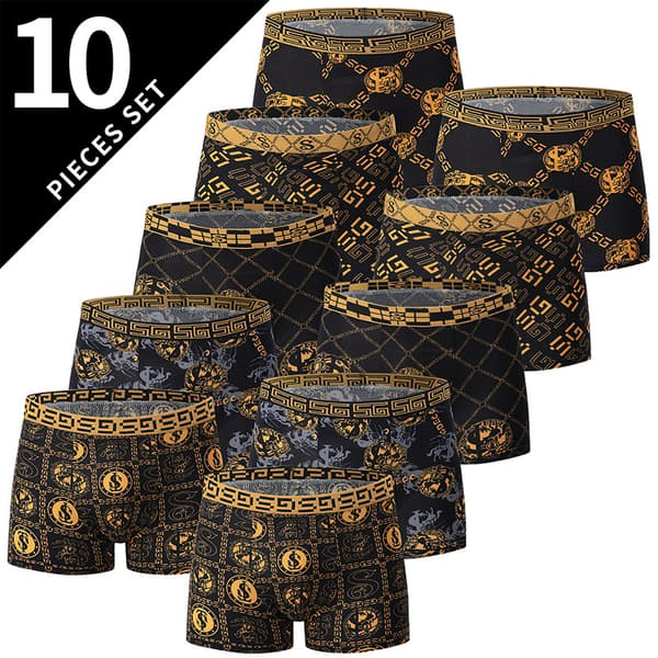 10-pak herreunderbukser, afslappede boxer briefs, åndbare og behagelige elastiske boxershorts, træningsshorts