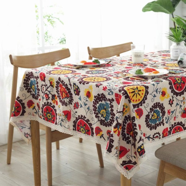 Bomullsdukar Rektangulär Duk Solros Duk Spets Duköverslag Mångsidig Inomhus och Utomhus (90 x 90 cm, Solens Blomma)