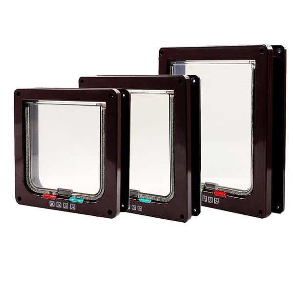 Pet Door 4-Way Small Medium Large Dog Cat Flap Magnetic White Frame S - Perfect s