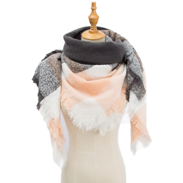Mode Vinter Varmt Stort Tartan Tæppe Plaid Sjal SJ-29#dark gray powder 135x135x200cm