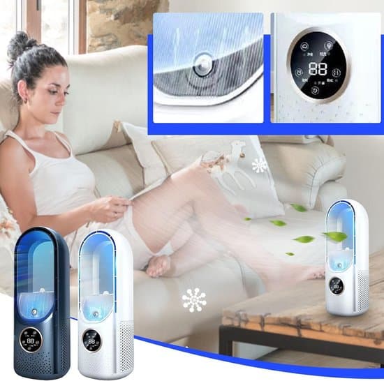 Bladeless Fläkt - 6 Hastigheter & Timer - USB Multifunktionell Kontroll med LED-Display - Tyst & Bärbar för Sovrum, Kök, Kontor - Vit - 1 Enhet