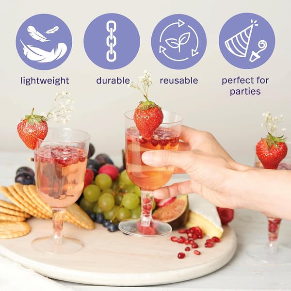 Matana - 48-pack multifunktionella klara vinglas i plast för bröllopsdag, trädgårdsgrillfest - 180 ml translucent 12-pack