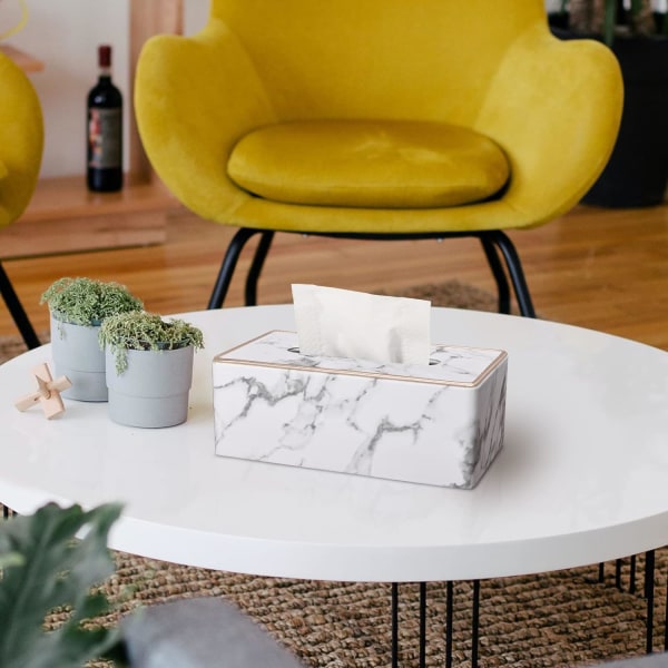 Rektangulär servettlådehållare i PU-läder, servettlådehållare för Kleenex, servetter, rektangulära servettlådeöverdrag, hållare för badrum, bil, hem, dekorativ