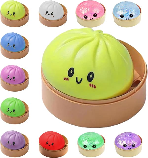 Dumplings Squishy Mystery Mini Dumplings Squishy Stressbolde Fidget Sensorisk Legetøj Blød Klemme Dekompression Dej (Lilla-A) Yellow