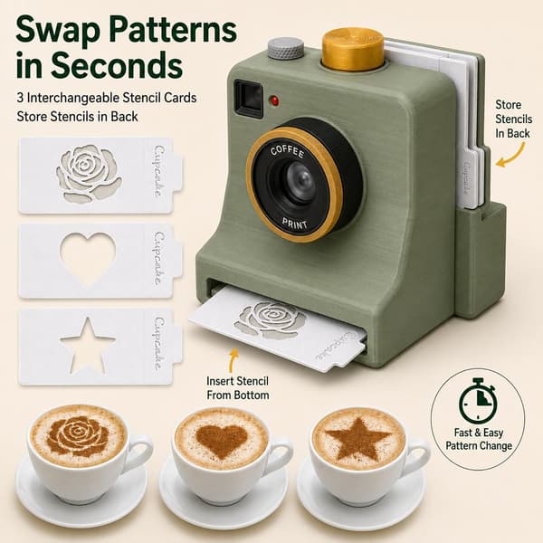 Portable Manual Latte Art Coffee Printer - 3D Foam Maker for Home Café White