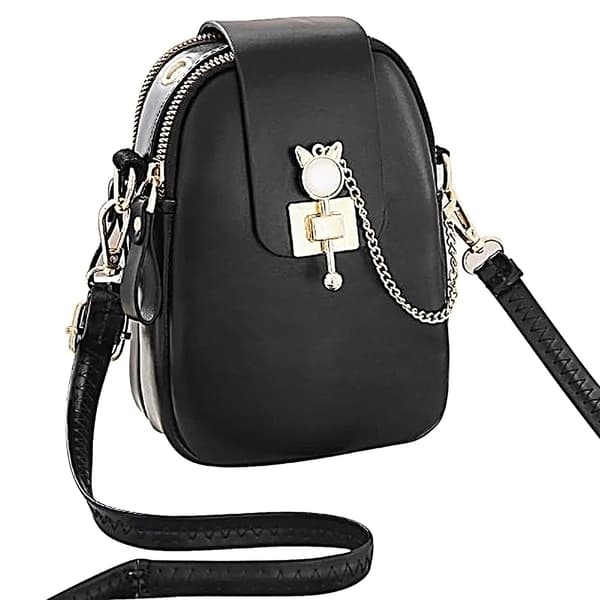 Mini Crossbodyväska för kvinnor med justerbar rem, multifunktionella handväskor Black