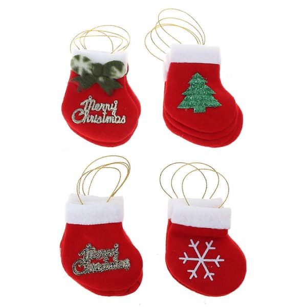 Mini julstrumpor 16 st/set Trädhängande prydnad Söt presentdekor för barnkalaspresent