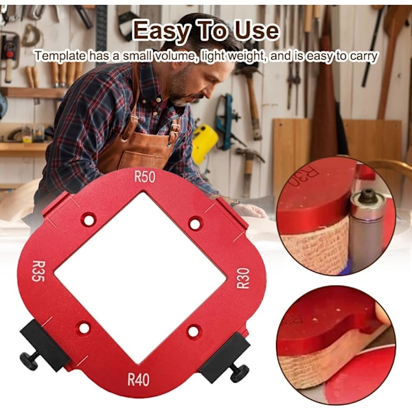2 Styk Router Skabelon, 4 i 1 Router Radius Hurtigsæt til Træbearbejdning R10 R15 R20 R25 R30 R35 R40 R50, Radius Jig Router Skabelon Hjørne