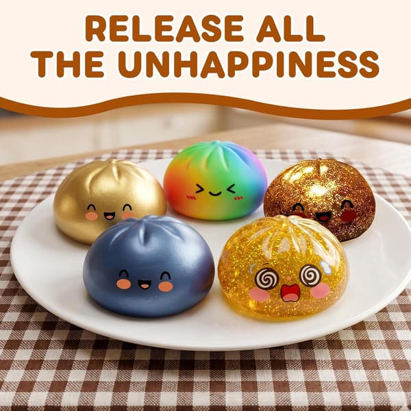 Glitter Dumpling Squishy, Dumpling Squishies, Glitter Dumpling Mystery Box, Farverige Dumpling Stressbolde Fidget, Jumbo Squishy Legetøj med Damperkasse Sæt Blue