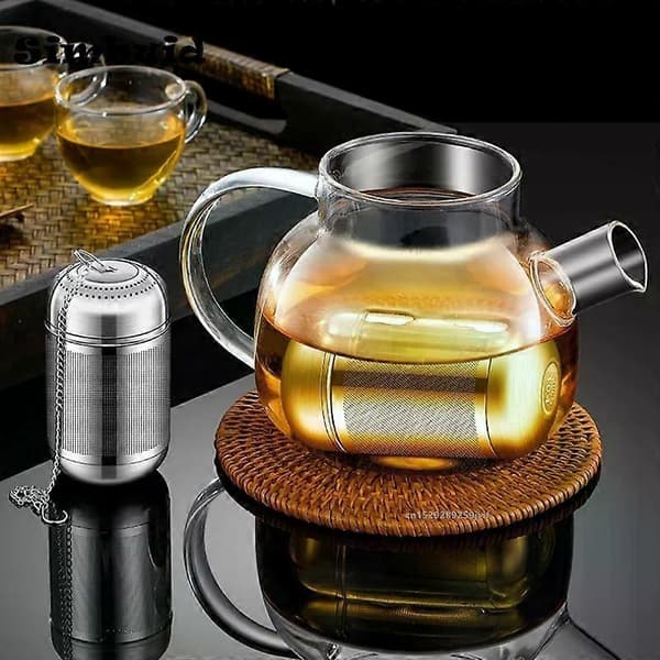1 stk. te-infuser, ekstra finmasket tesil for løs te, tesil i rustfritt stål med forlenget kjedekrok