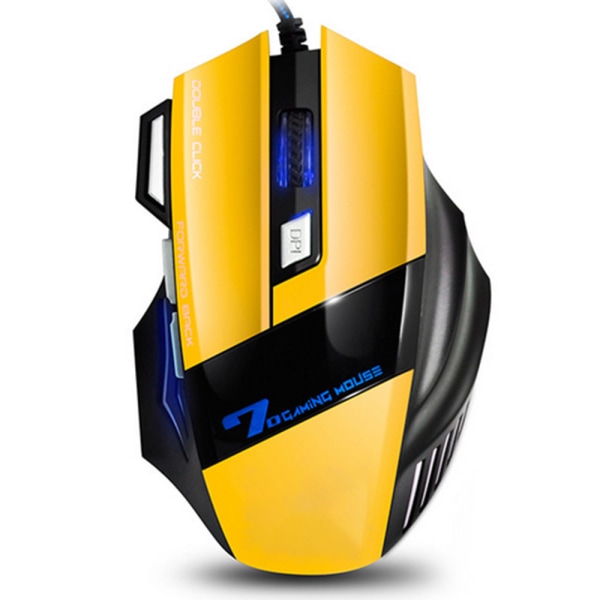 4 Justerbar DPI og 7 Knapper LED Optisk USB Kablet Gaming Mus til Gamer PC MAC-gul